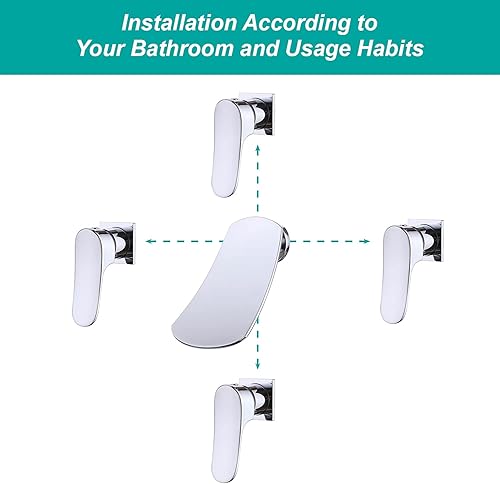 Miniatura 4 de BANGU - Grifo de baño generalizado en cascada para montaje en pared, grifo mezclador de lavabo, grifo de llenado de tina de cascada, grifo de