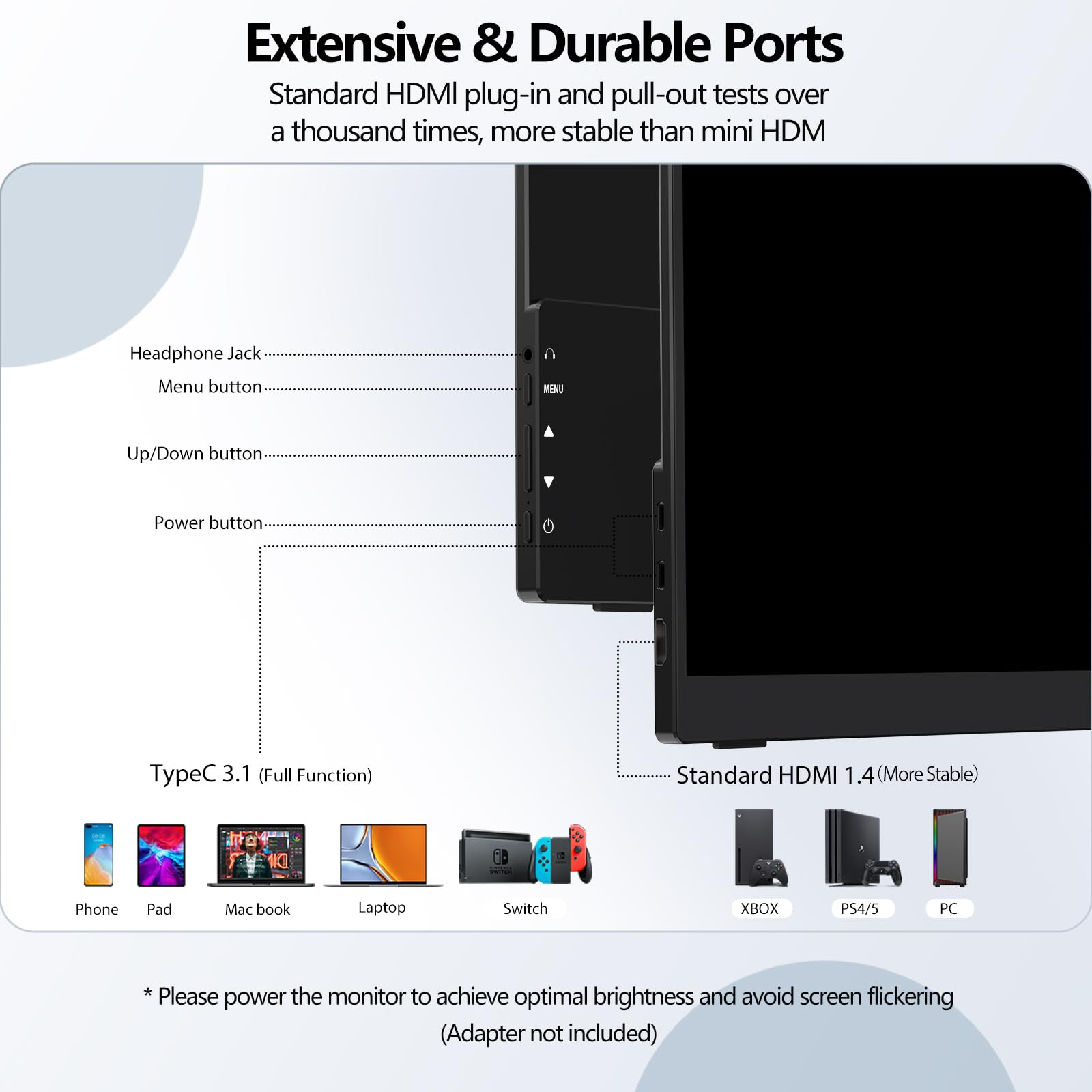 InnoView Portable Monitor Touchscreen 15.6" 1080P 10-Point Touch Screen Monitors Portable with Protective Sleeve Built-in Stand, 1200:1 HDMI USB C Travel Monitor for Laptop, PC, Mac, Phone, Switch view 7