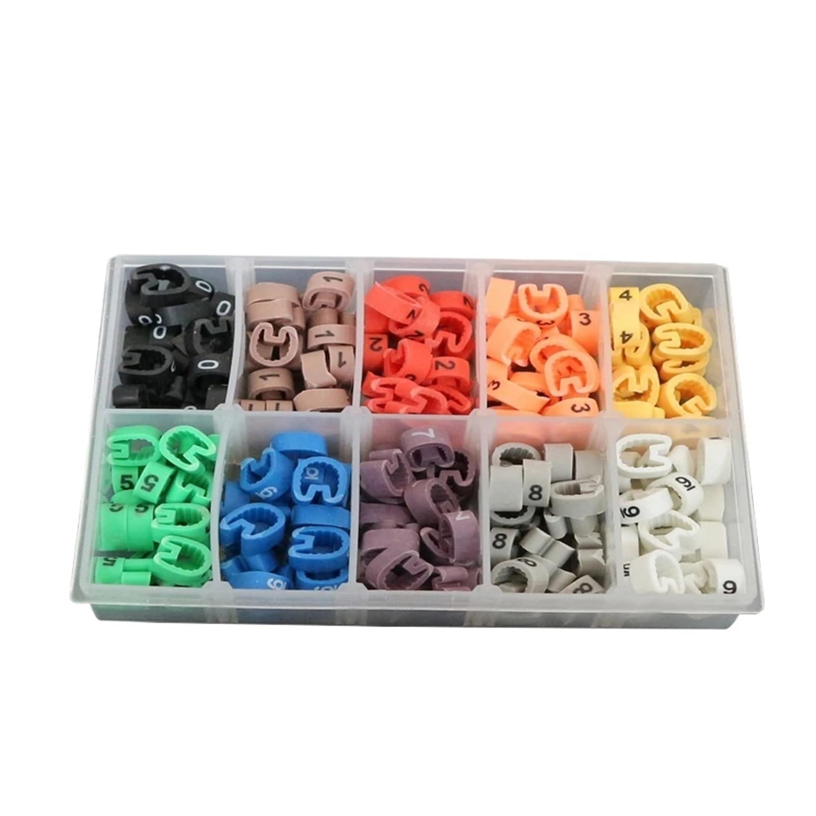 Cable Markers,Wire Marker,EC-0/1/2/3/5 Plastic Kits 0 to 9 10 Number Colorful Tube(1.5mm2 500pcs)