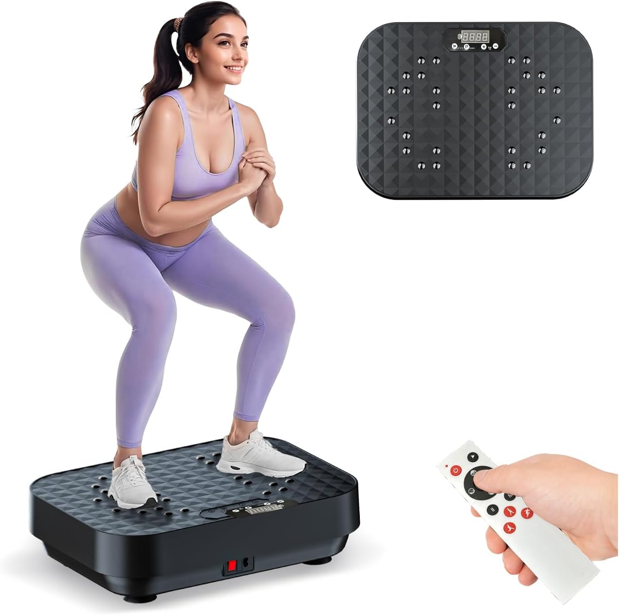 TODO Vibration Plate Exercise Machine Whole Body Vibration Machine with Remote Control for Pain Relief, Lymphatic Drainage, Weight Loss deep black