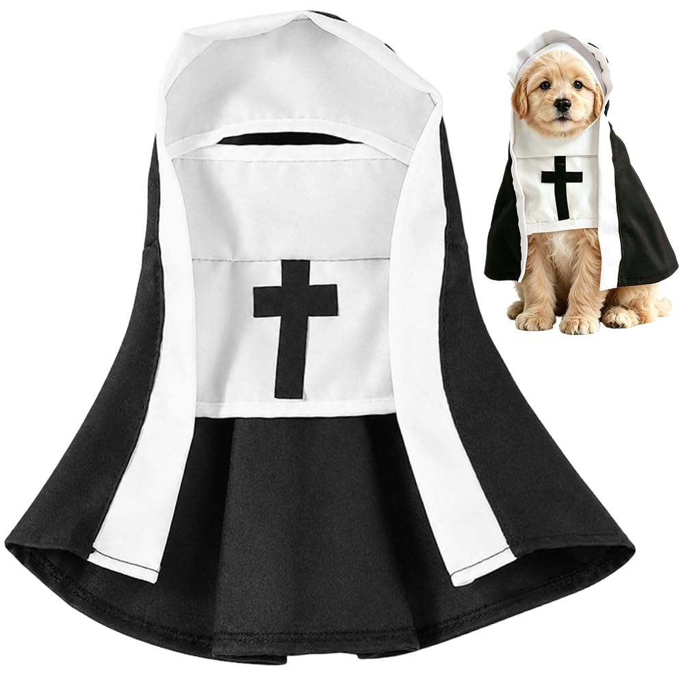 Halloween Nun Costume for Pets, Pet Easy Wear Nun Costume Cosplay (L)