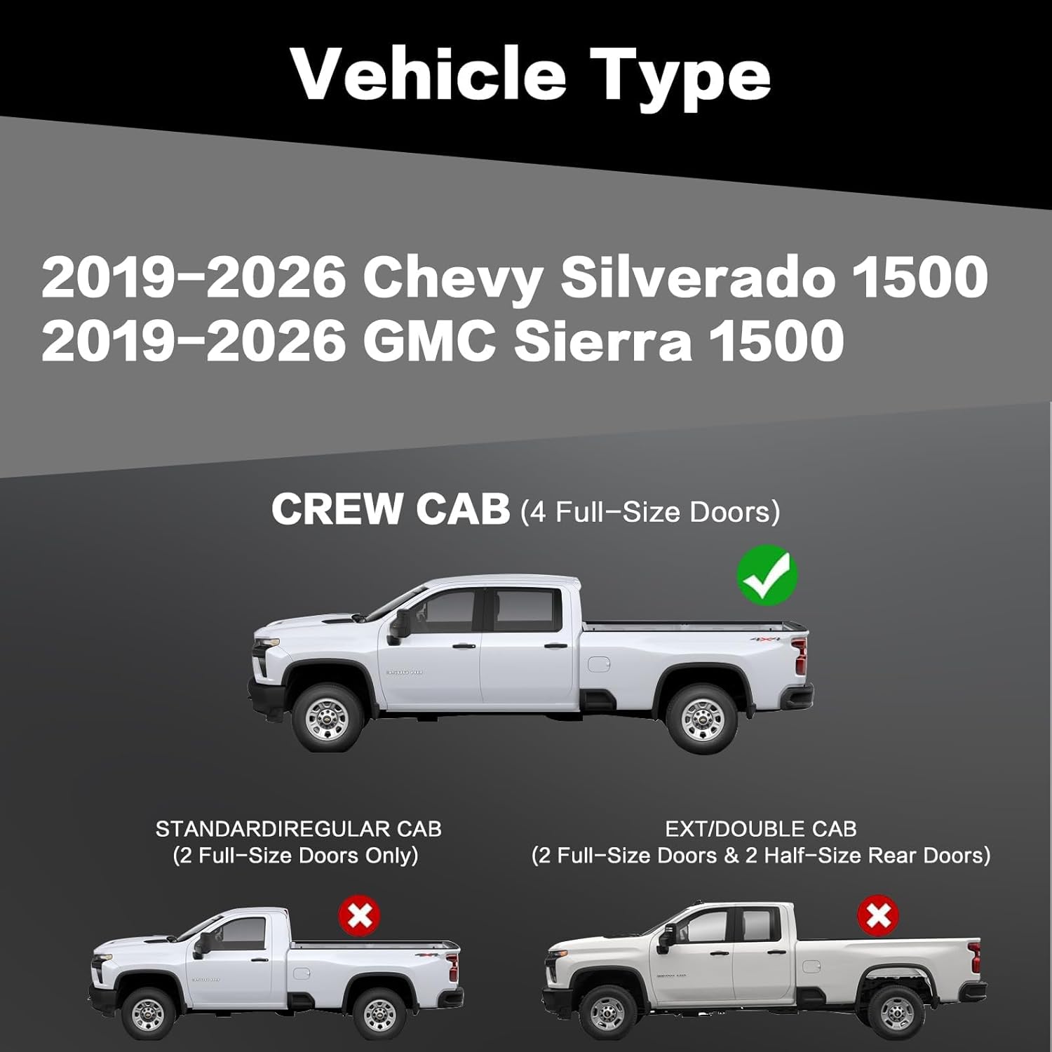 Perfit Liner Running Boards Compatible with Extended/Double Cab 2019-2026 Chevy Silverado GMC Sierra 1500 Black Two-Stair Side Steps Carbon Steel Truck Steel Rails Nerf Bars (Excl 2019 1500 LD/Lt)