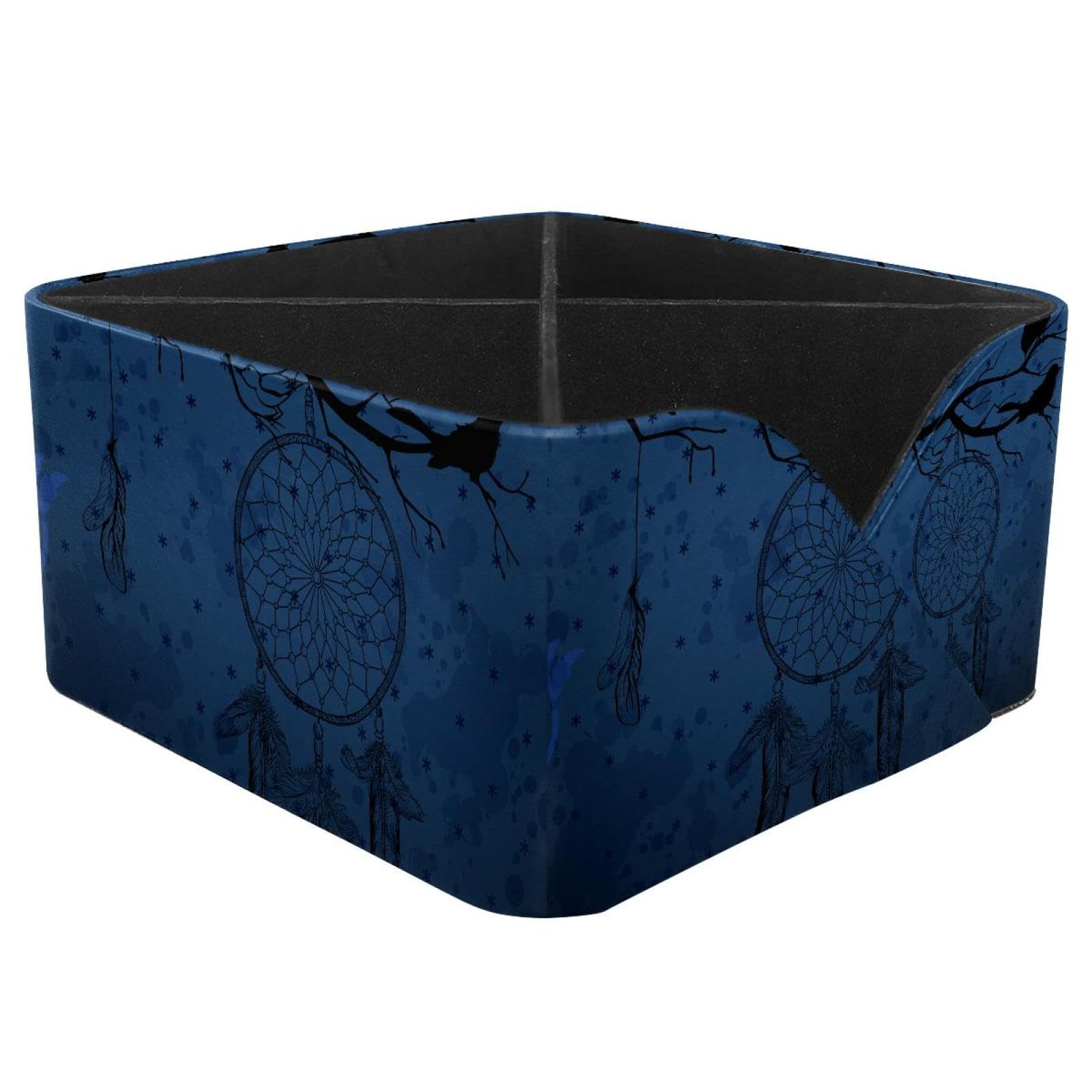 KengjuTesu Dreamcatcher with Crow Desktop Organizer Pen Holder, Rectangular Pencil Cup for Office, Study and Makeup Stations