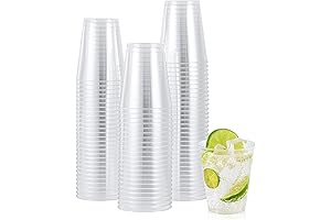 JOLLY CHEF 8oz Clear Plastic Cups - 100-Pack Heavy-Duty Disposable Cups for Parties and Celebrations