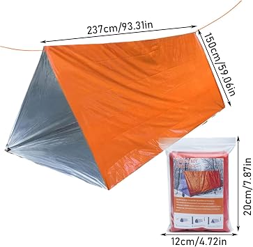 Survival Tents and Shelters,Life Tent Survival Shelter 2 Person | Waterproof Lightweight Windproof Tarp Thermal Sack Blanket Sleeping Bag Gear for Hiking Mountaineering Camping