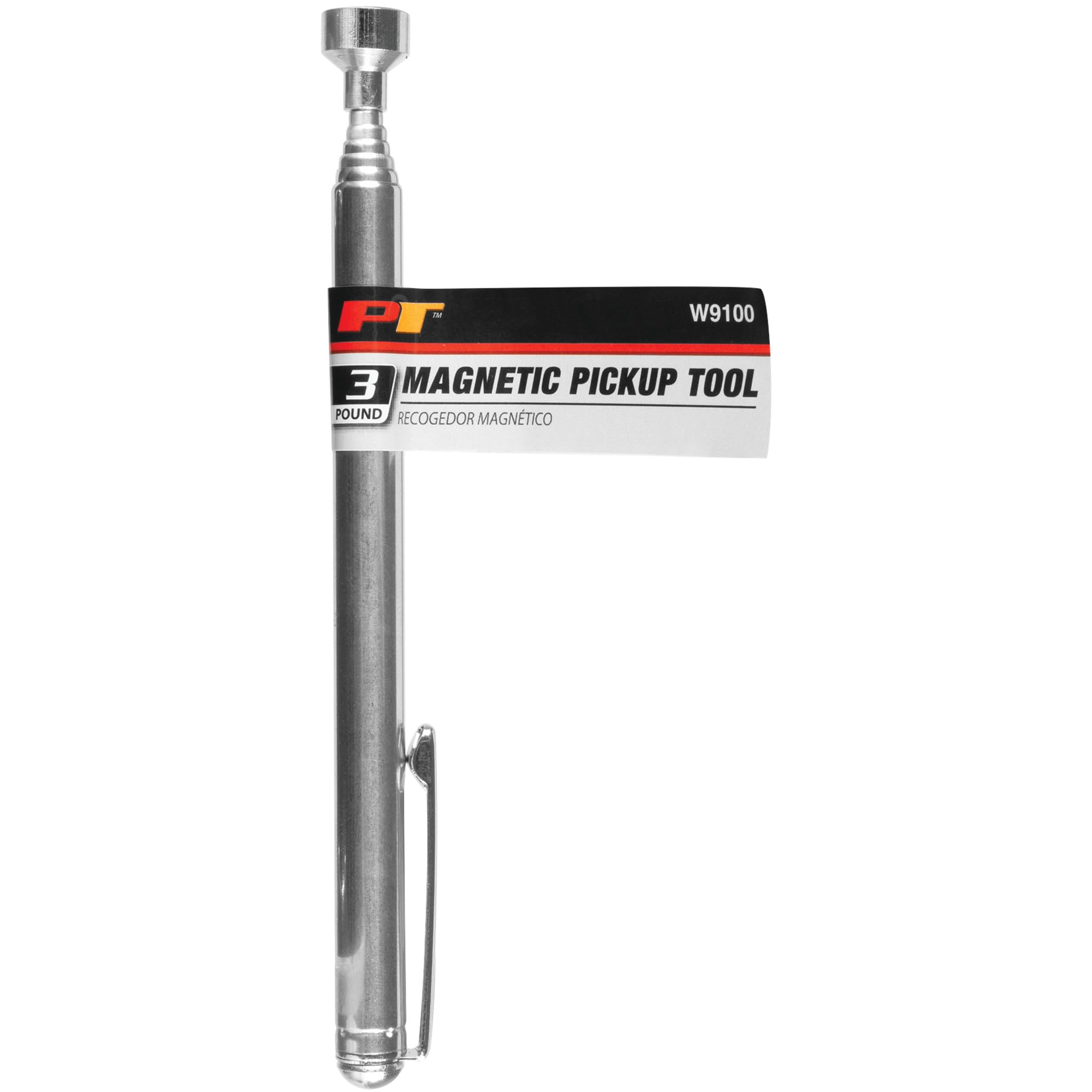 Performance Tool W9100 Magnetisches Greifwerkzeug, ausziehbar 63,5 cm, 1,4 kg | Ausziehbar auf 63,5 cm. Der robuste Magnet holt verlorene Teile ab. Praktischer Taschenclip für Autowartung und Werkstatt