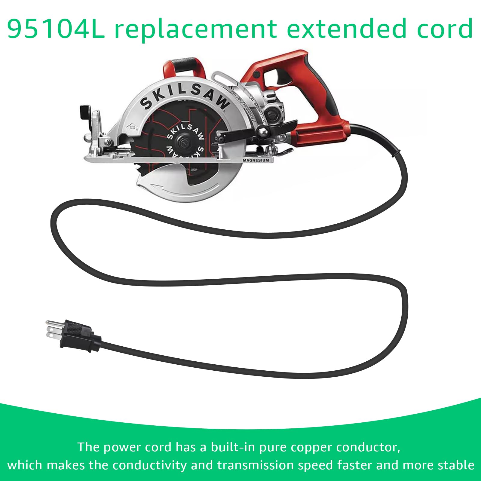 95104L Circular Saw Replacement Cord Assembly - Heavy Gauge Power Black - View #5