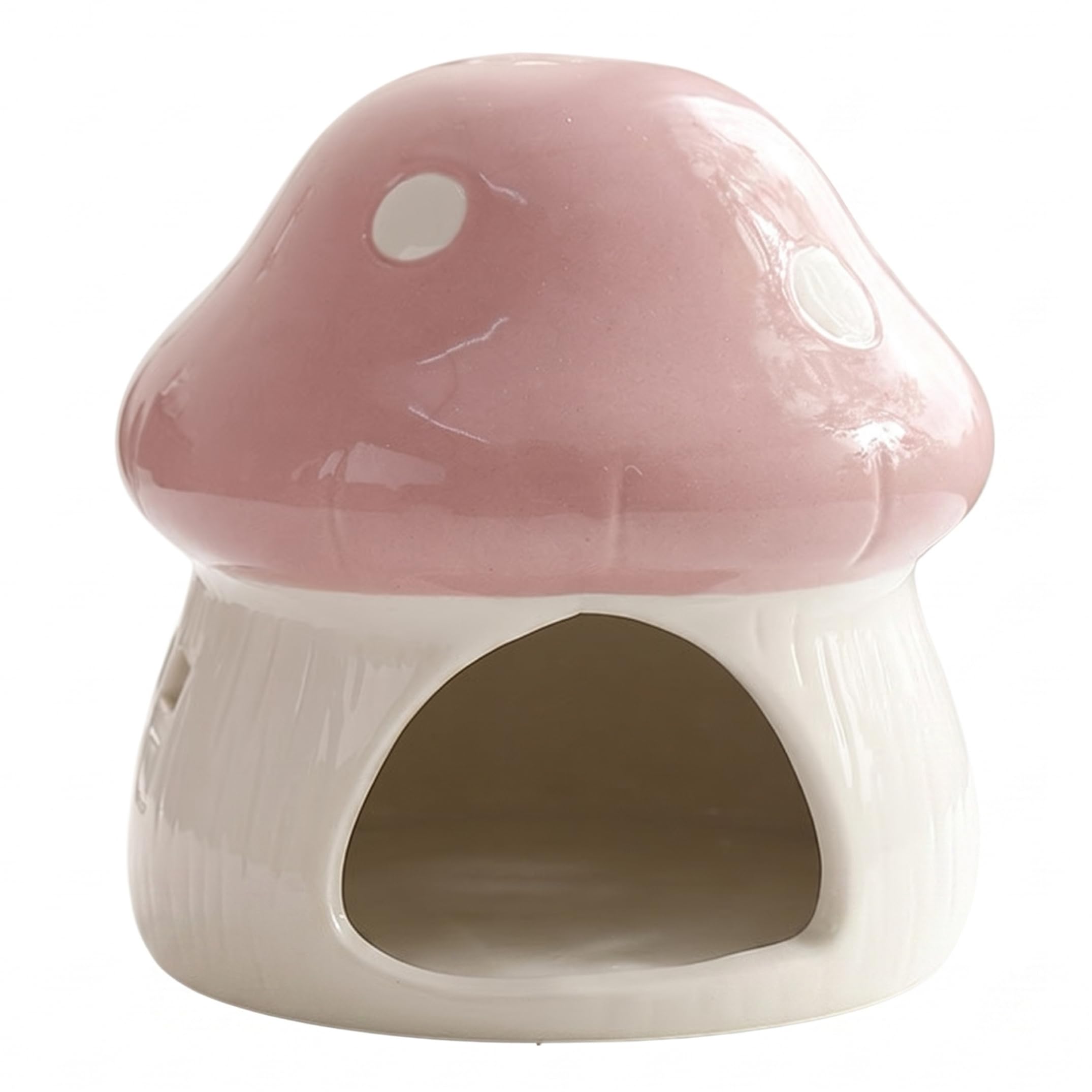 StaZamor Ceramic Mushroom Shaped Hamster Hideout, Cooling Hide for Summer, Small Animal House for Hamsters, Gerbils, Mice, Shrews, Cage Accessory