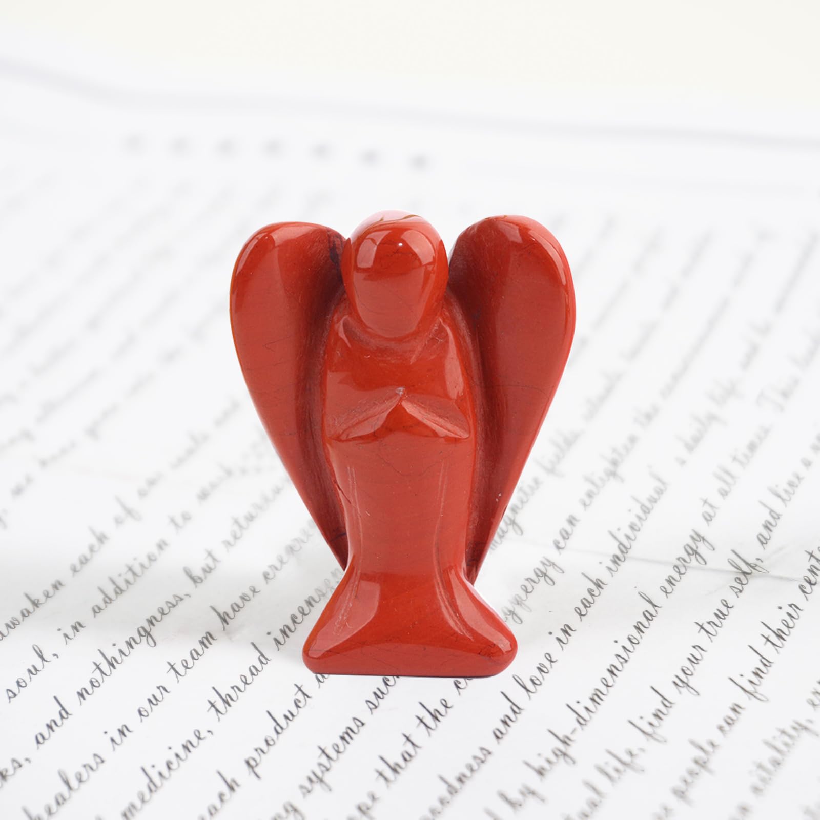 soulnioi 1.5" Natural Healing Crystal Gem Statue Guardian Angel Figurine for Home Room Decoration Ornament (Red Jasper) - Image 4