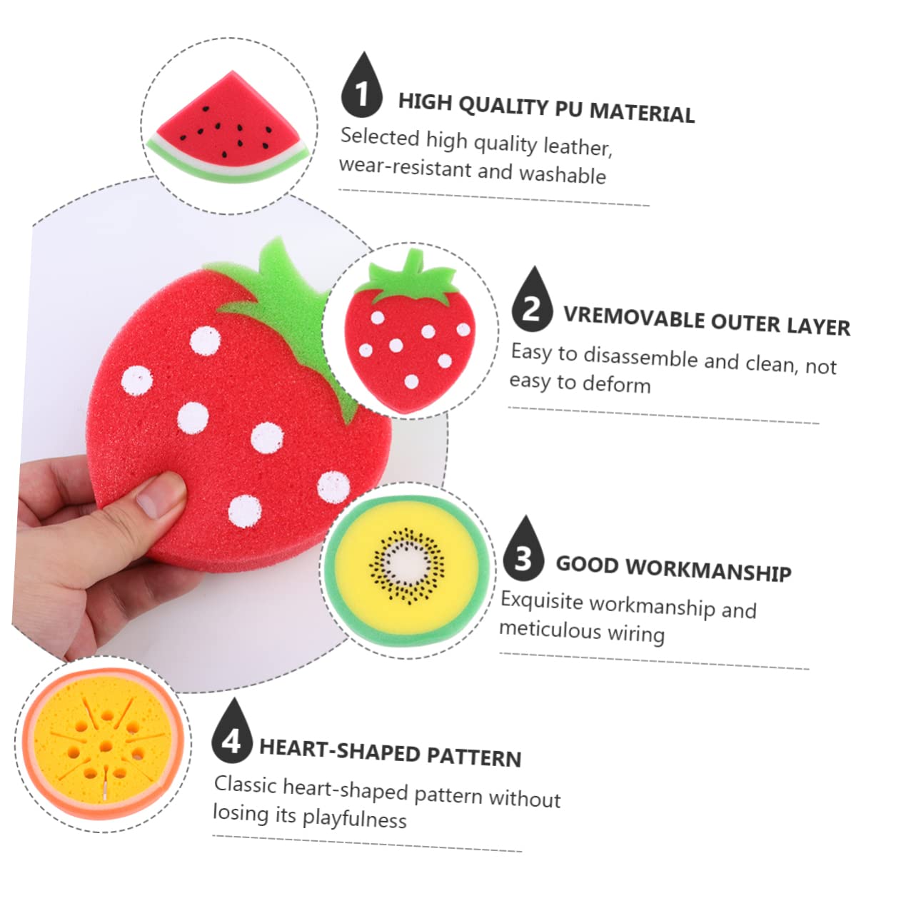 Beavorty 12 Piezas Bola de baño para niños esponja de lavado para niños depurador de cuerpo infantil esponjas esponja de baño para niños esponja corporal para niños Fruta rojo