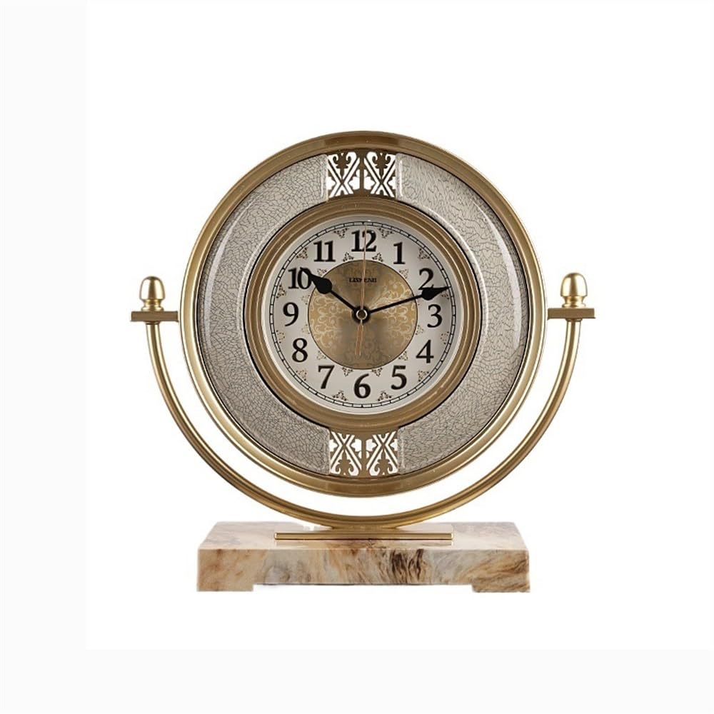 shangguanyun456 Vintage table clock Table Desk Clock Silent Non-ticking Clocks Sitting Quartz Living Room Desktop Light Luxury Home Decor(Gris)