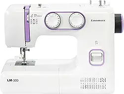 Máquina de Costura Doméstica Portátil Lanmax Bivolt 24 Pontos Servo Motor 100w de Potência Costura em Jeans Iluminação LED Passador de Linha Automático Retrocesso Estrutura Interna em Metal