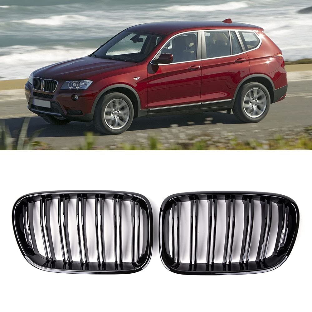Griglie A Reni Nere Lucide Per BMW X3 F25 2010-2013 – Set 2 Pezzi, In ABS, Sostituzione Racing