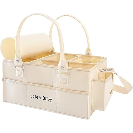 Amazon 21年最新作 おむつストッカー オムツ収納 ベビー用品 収納バッグ 多機能 改良版 オムツ収納ケース おむつ収納バッグ 折りたたみ ベビー 収納ボック 大容量収納 軽便 ベビー用品 育児用品入れ おしりふき用ダイレクトポケット付き ベルト付き イエロー