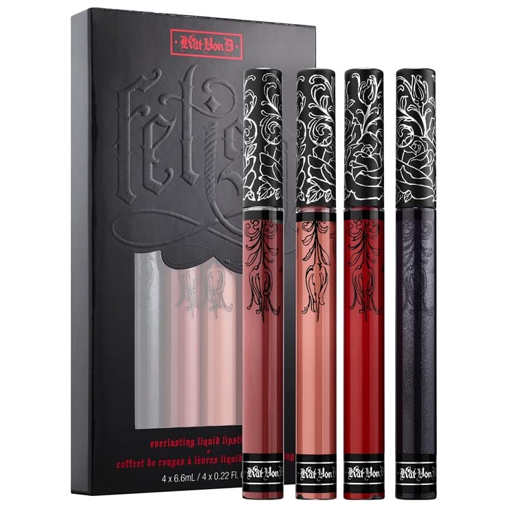 Kat Von D Lolita Ophelia Latex and Red 4 Full Sized Everlasting Liquid Lipstick Set