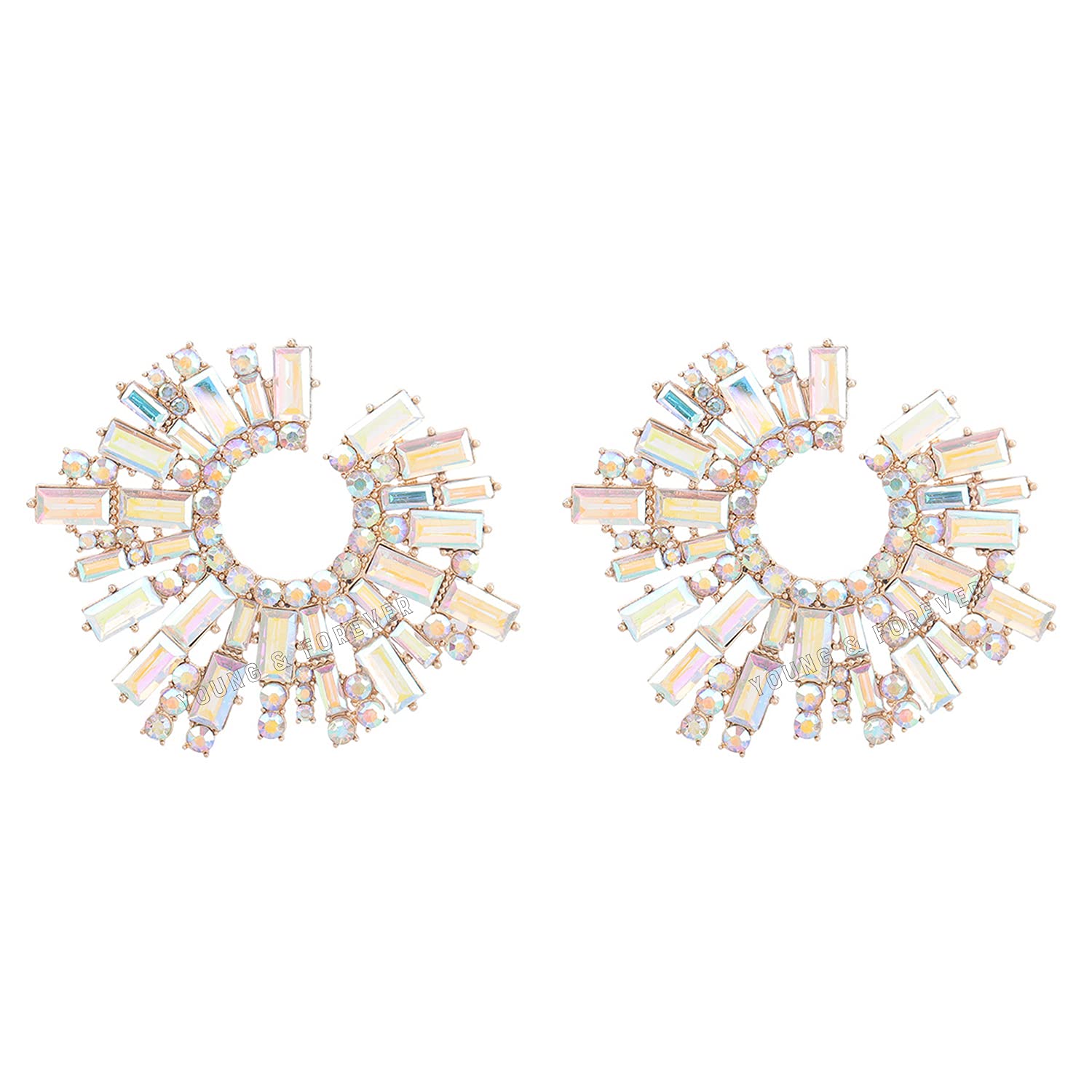 Young & Forever Gift Gold Plated Sunflower Rhinestone Oversized Studs Earrings For Women and Girls (B093Q5NL1J) Amazon Price History, Amazon Price Tracker