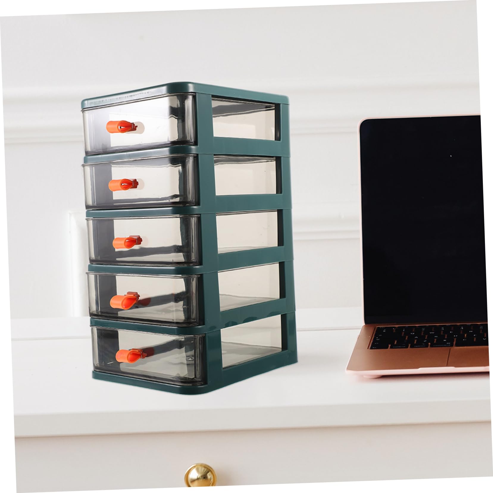 Caja Organizadora De Plásticos Verde Para Escritorio Almacenamiento Multiusos Para Oficina Papelería y Cosméticos Resistente y Estable Con Gran Capacidad