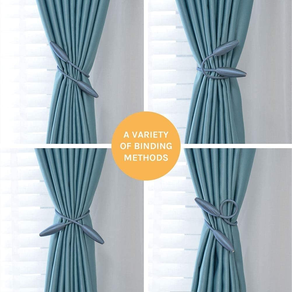 Gardinenring 2 Stück DIY Twist Gardinen Raffhalter Kreative Dekorative Drape Raffhalter Europäischer Stil Zufällige Modellierung Gardinenhalter Für Zuhause & Büro Fenstervorhang Zubehör (Blau Grau)