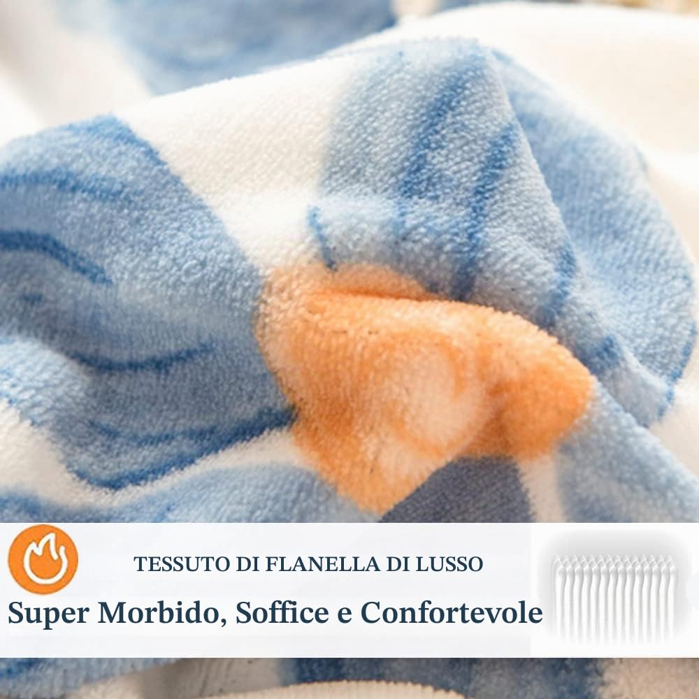 Morbuy Copripiumino in Flanella,Coperta Flanella con Chiusura Cerniera,Copriletto in Pile Invernale Caldo Super Morbido,Fiori Biancheria da Letto Singolo,Matrimoniale (220x240cm,Fiori e Foglie)