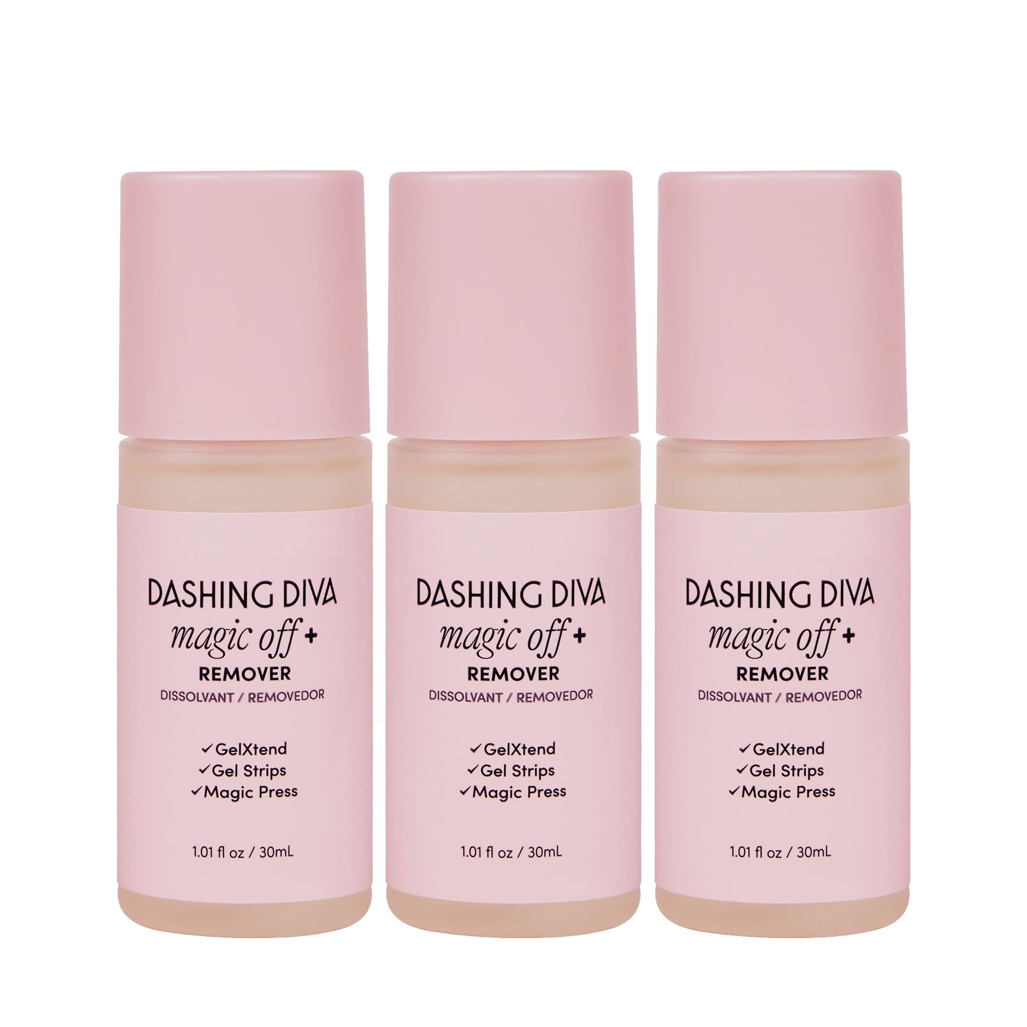 Dashing Diva Magic Off+ Remover, 3 Pack - Press-On Nail Remover with Niacinamide and Castor Oil - Contains 3
