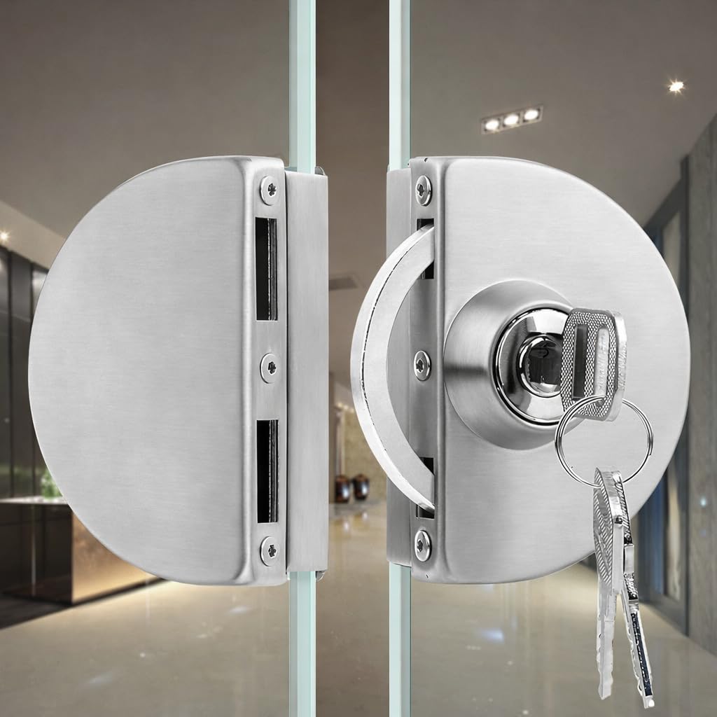 Glass Door Lock | One Side Key, One Side Knob, Stainless Steel - Silver | 5 Year Durability for Office, Shop & Home-image-44