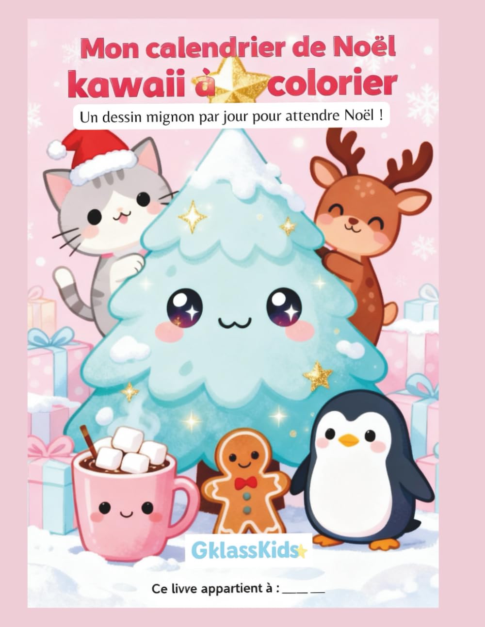 Mon calendrier de Noël Kawaii à colorier: 24 dessins mignons à colorier – Spécial enfants – Activités de Noël