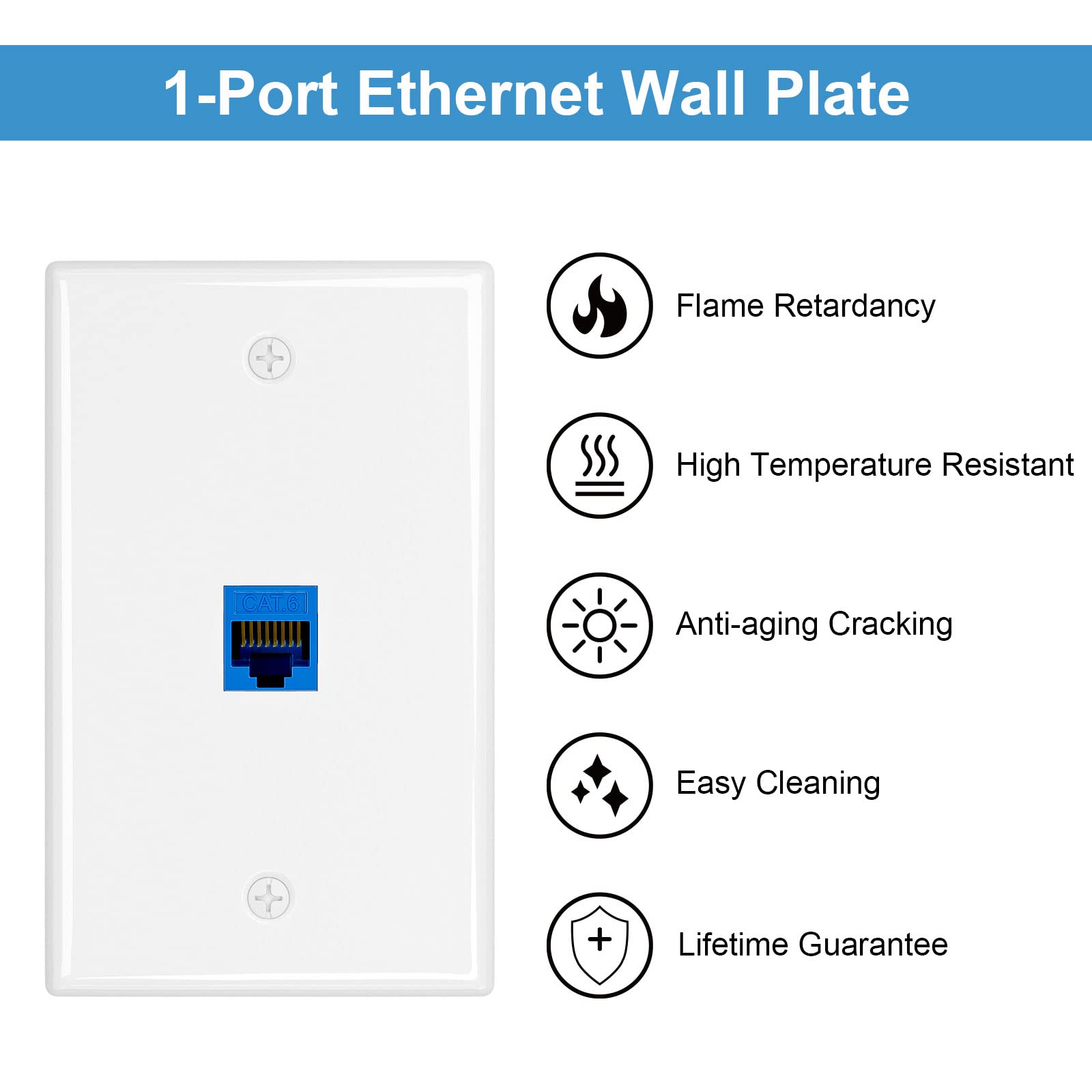 iwillink Lot de 10 plaques murales Ethernet, 1 port Keystone Jack avec coupleur RJ45 Keystone, plaque murale Cat6 femelle vers femelle, bleu