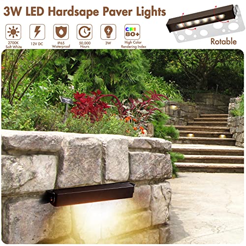 Ovac Hardscape Paver Lights 7 Inch Rgb Retaining Wall Lights 1.5W 360° Swivel 12V Dc Low Voltage Step Lights Outdoor, Ip65 Waterproof Led Hardscape Lighting Deck Stair Lights[8Pack] #TOP1