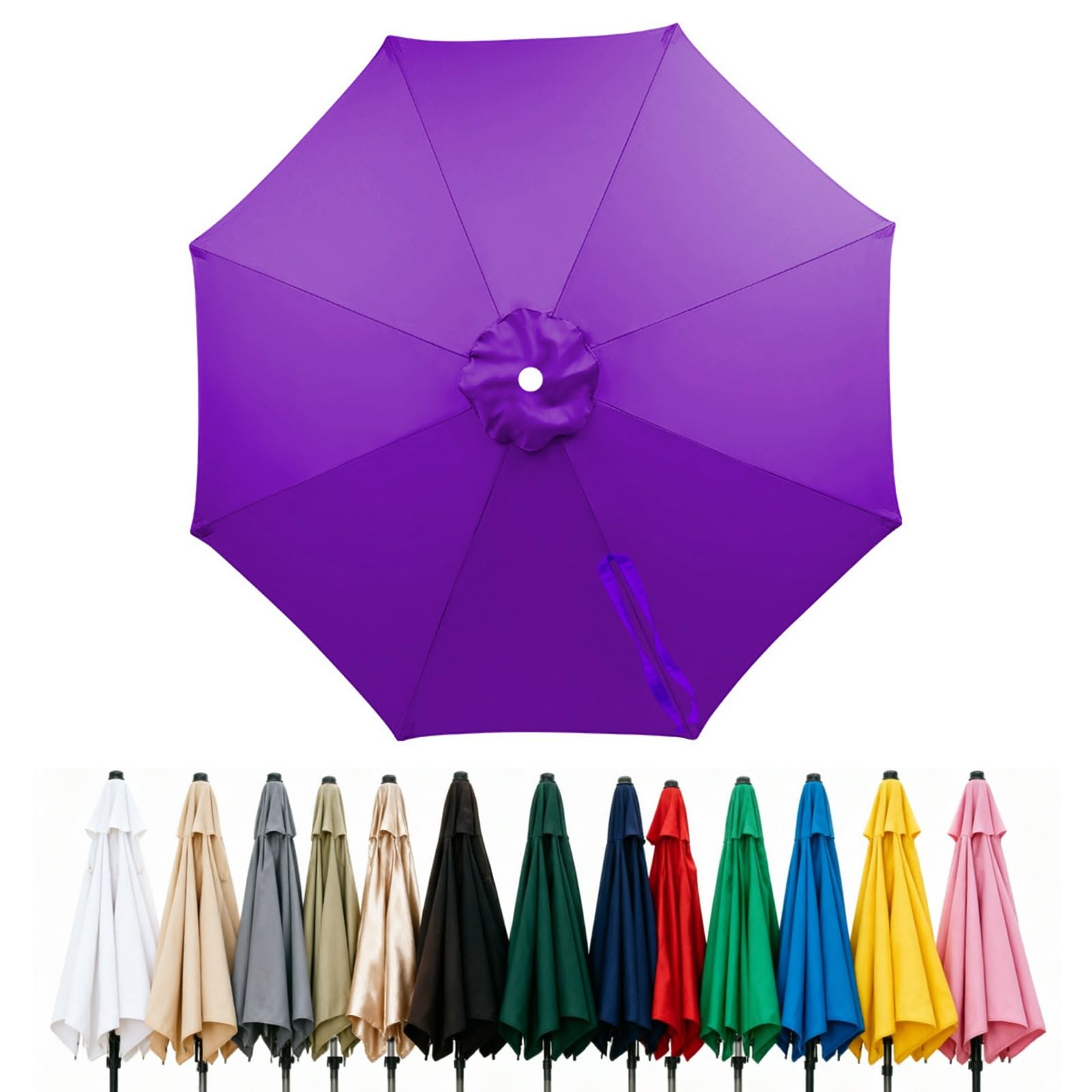 Fade Resistant Parasol Replacement Canopy for 6/8 Ribs, 2m 2.7m 3.0m 4m Garden Umbrella Cover, Waterproof UV30+ Patio Market Parasol Top (Fits Rib Length 112cm/148cm)(Purple,(8Rib)215cm) โ image 1