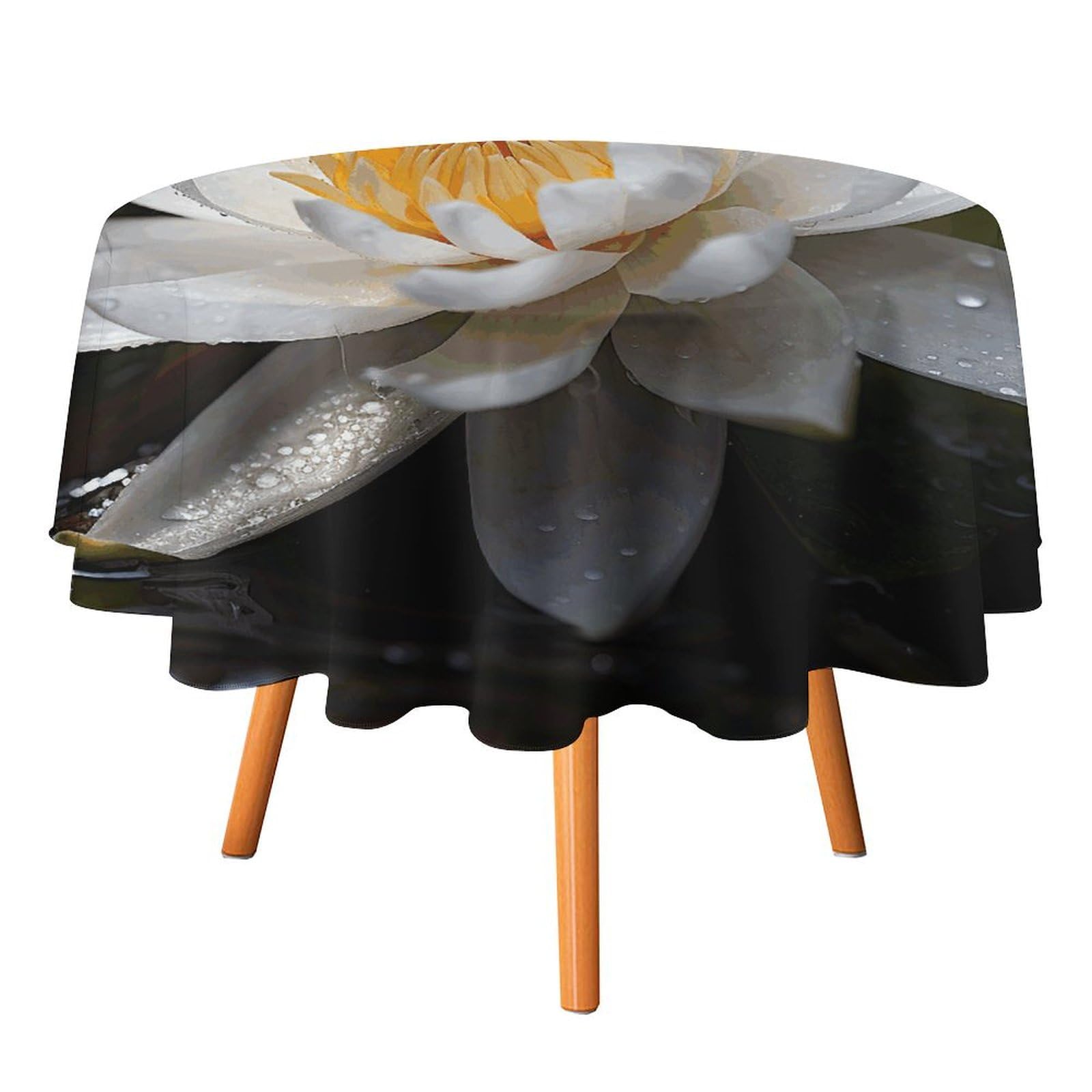 Nappe ronde fleurie anti-tache et imperméable pour table de cuisine
