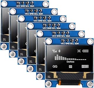 DORHEA 6PCS 0.96’’ OLED Display Module 12864 128x64 Pixel LCD White Light SSD1306 Driver Board I2C Serial 0.96 inch IIC Chip 4 Pin Self-Luminous Display Board Compatible with Raspberry Pi