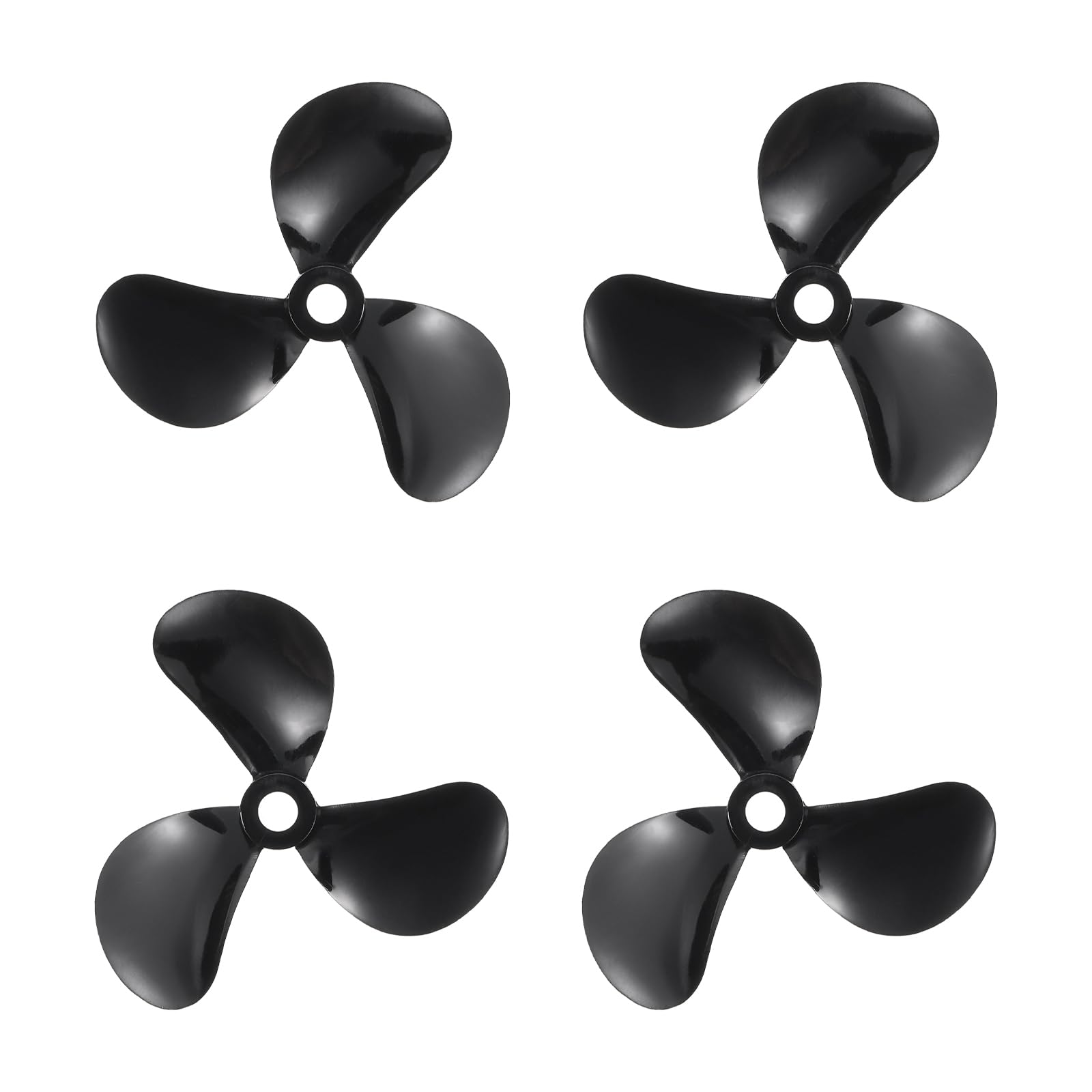 sourcing map 2Set RC Boat Propeller, 3 Blades Propellers 4mm Hole Dia 48mm OD CW Clockwise Rotating Drill Propeller for RC Boat Hobbies, DIY Ship Model, Black