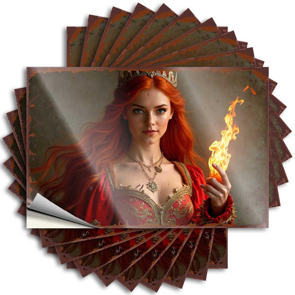 Bath Sets Helmet Quote | Red-haired Queen Holding Flames in Golden Crown Positive Durable Vinyl Sticker Easy Apply for Earth(12X18CM)