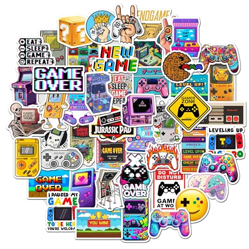 BEATRI Gaming Stickers 50Pcs Video Game Stickers Vinyl Waterproof for Water Bottles Phone, Laptop Gamer Decals for Teens Boys Mens Gamer Adults
