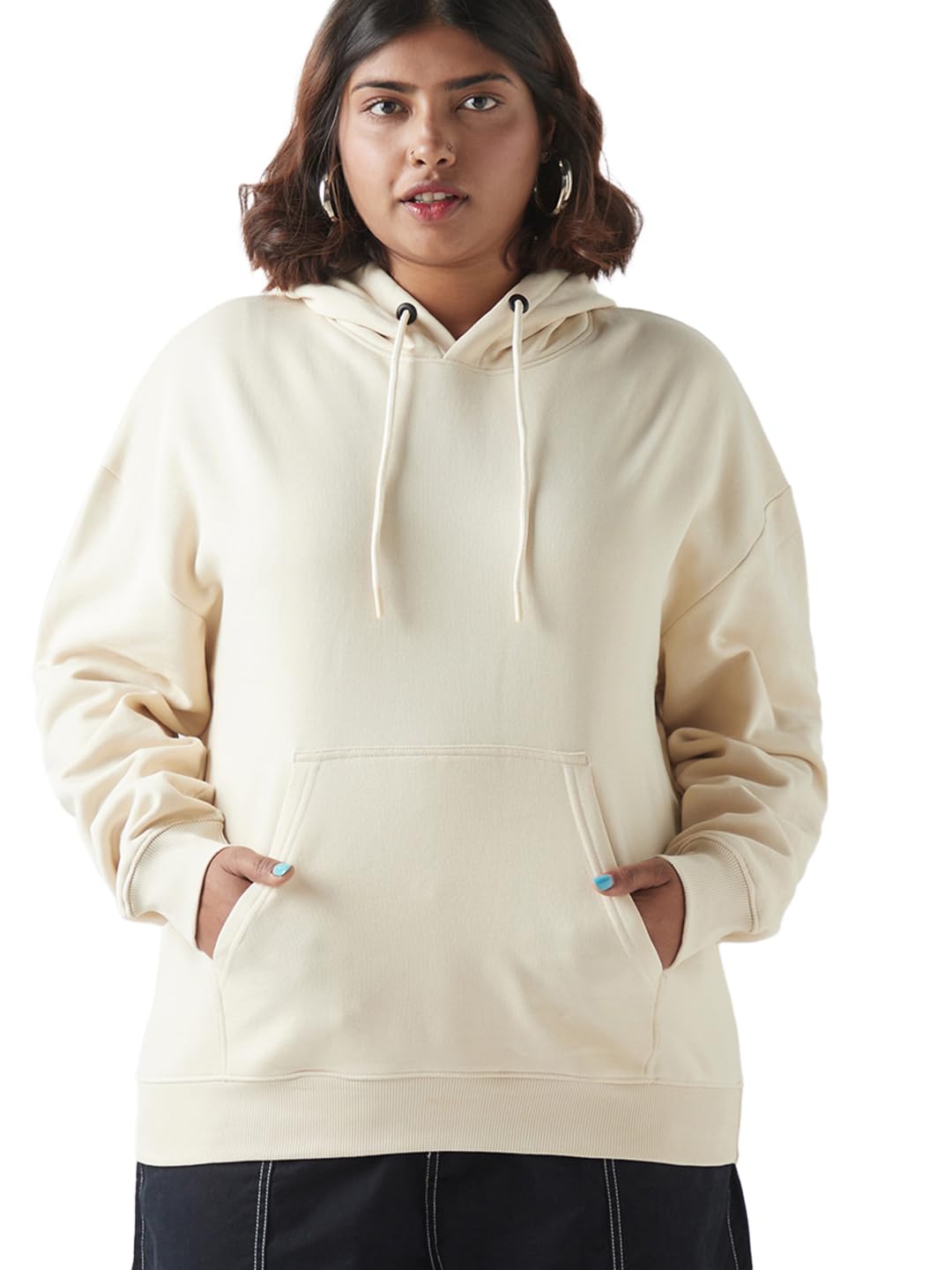 bewakoof Women's Solid Oversized Fit Full Sleeve Hooded Fleece Blend Plus Size Hoodies-picture-16