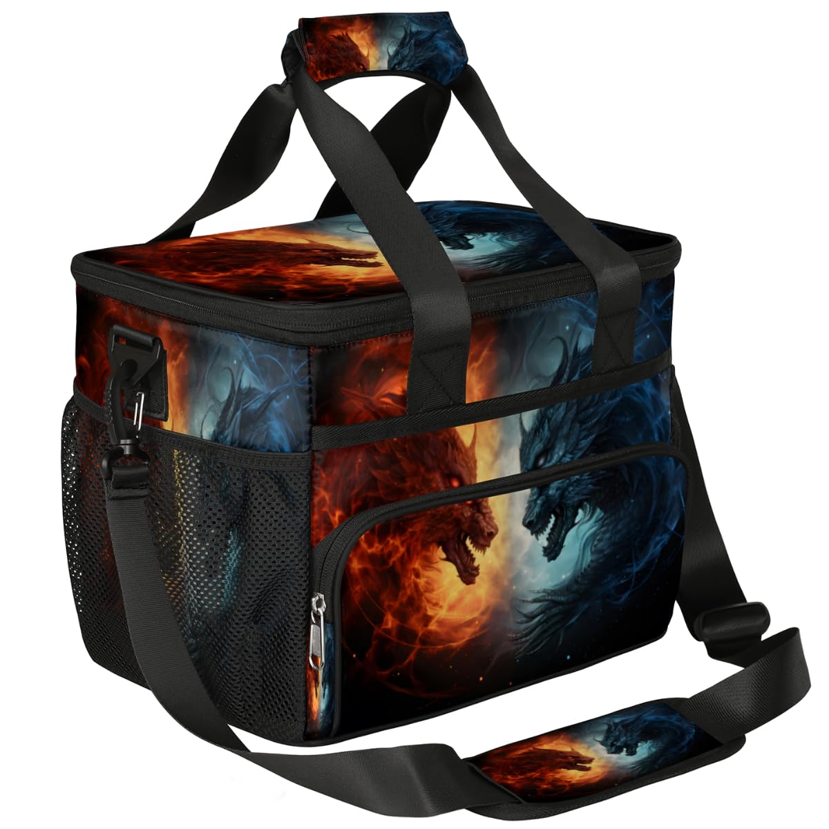 Ice Dragon Insulated Picnic Backpack Lunch Box for Women Men Picnic Basket Tote Lunch Bag Picnic Bag Portable Lunch Bags for Picnic, Beach, Work, Trip,Office, Camp Fiery Dragon