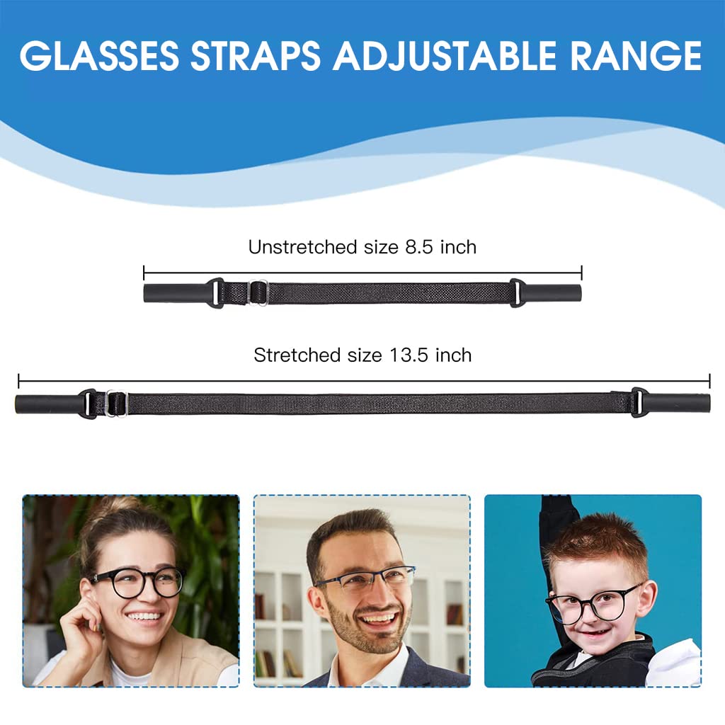 HASTHIP® 3Pcs Adjustable Glasses Straps No Tail Eyewear Retainer Anti-Slip Elastic Eyeglasses Strap Holder Sunglasses Straps for Adults Men Women (Black) - Image 2 thumbnail