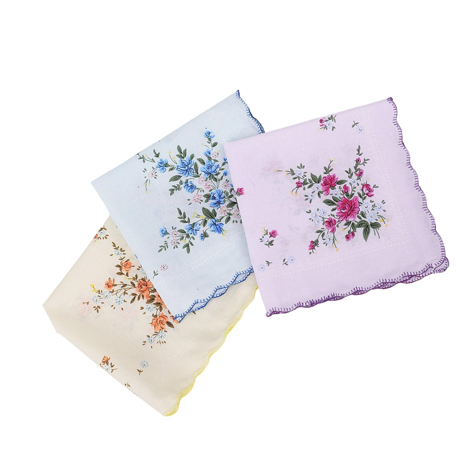 YUXITA 12 Piece Set Premium Combed Cotton Handkerchiefs Delicate Lace Edging for Weddings Special Occasion