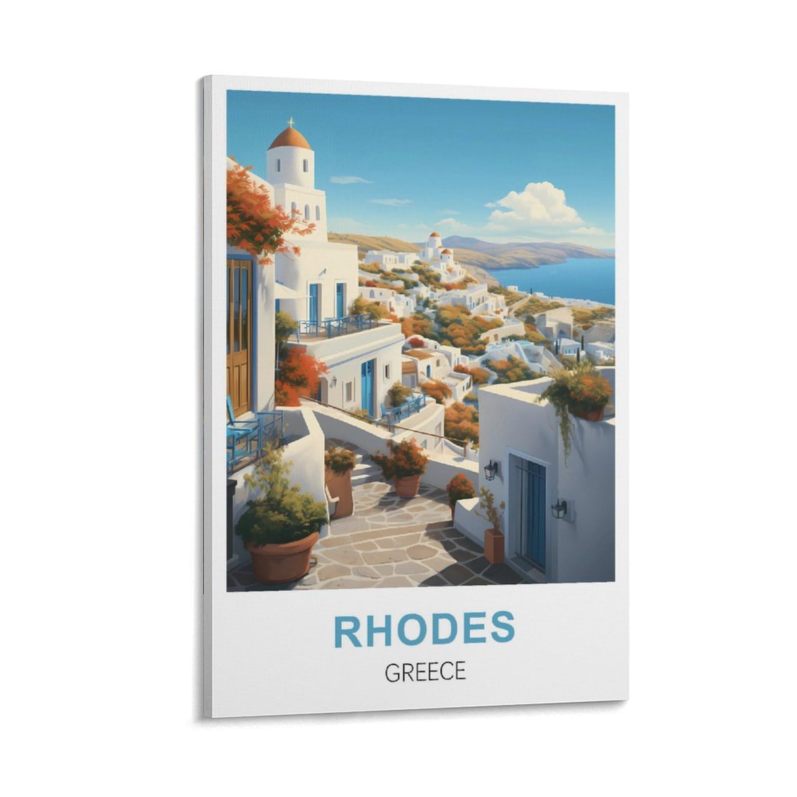LNMNJESG Rhodes Greece Vintage Travel Posters 08x12inch(20x30cm) Canvas Painting Wall Art, Wall Decor Pictures Prints for Living Room Bedroom