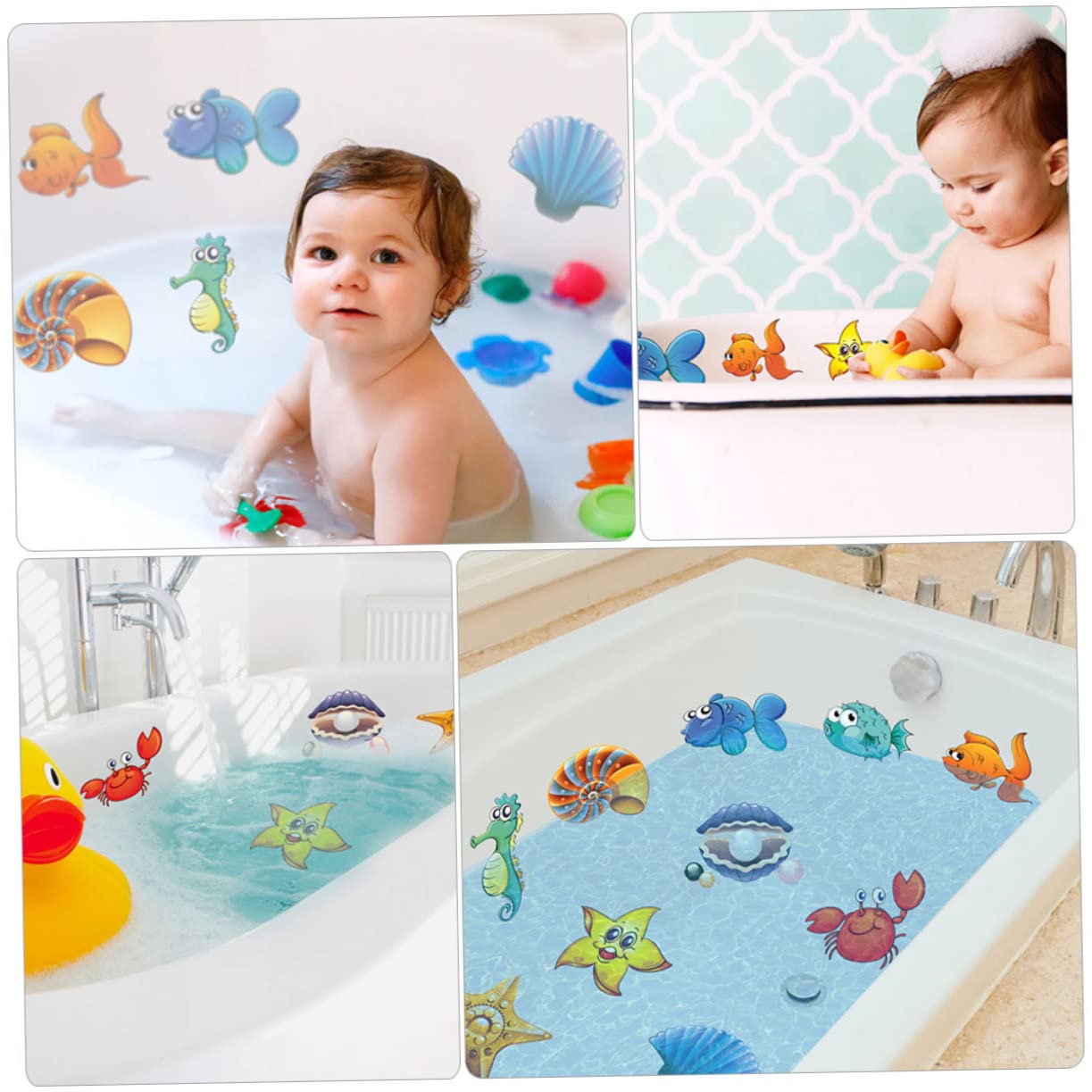 FOMIYES 4juegos Pegatinas Antideslizantes De Animales Marinos para Baño Decoración Infantil para Bañera Fáciles De Pegar y Quitar Diseño Atractivo