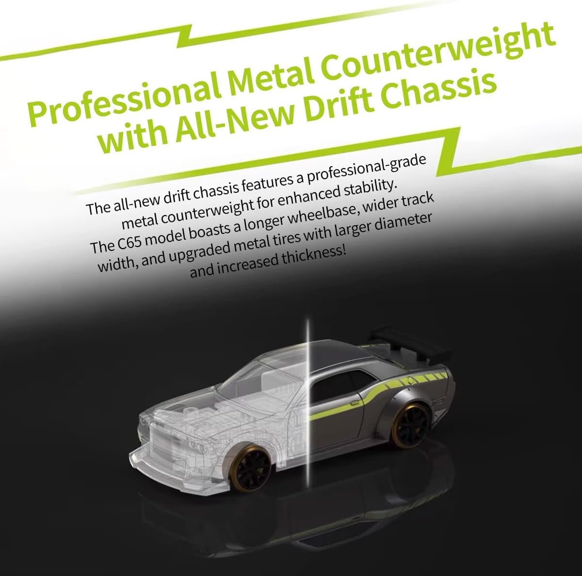 Drift RC Car, Turbo Racing 1/76 Scale 2.4G 4CH Mini Racing Drift Racing Vehicle Model, High Speed Vehicle with LED Lights, Indoor Mini RC Car Hobbyist Gift (RTF Version)