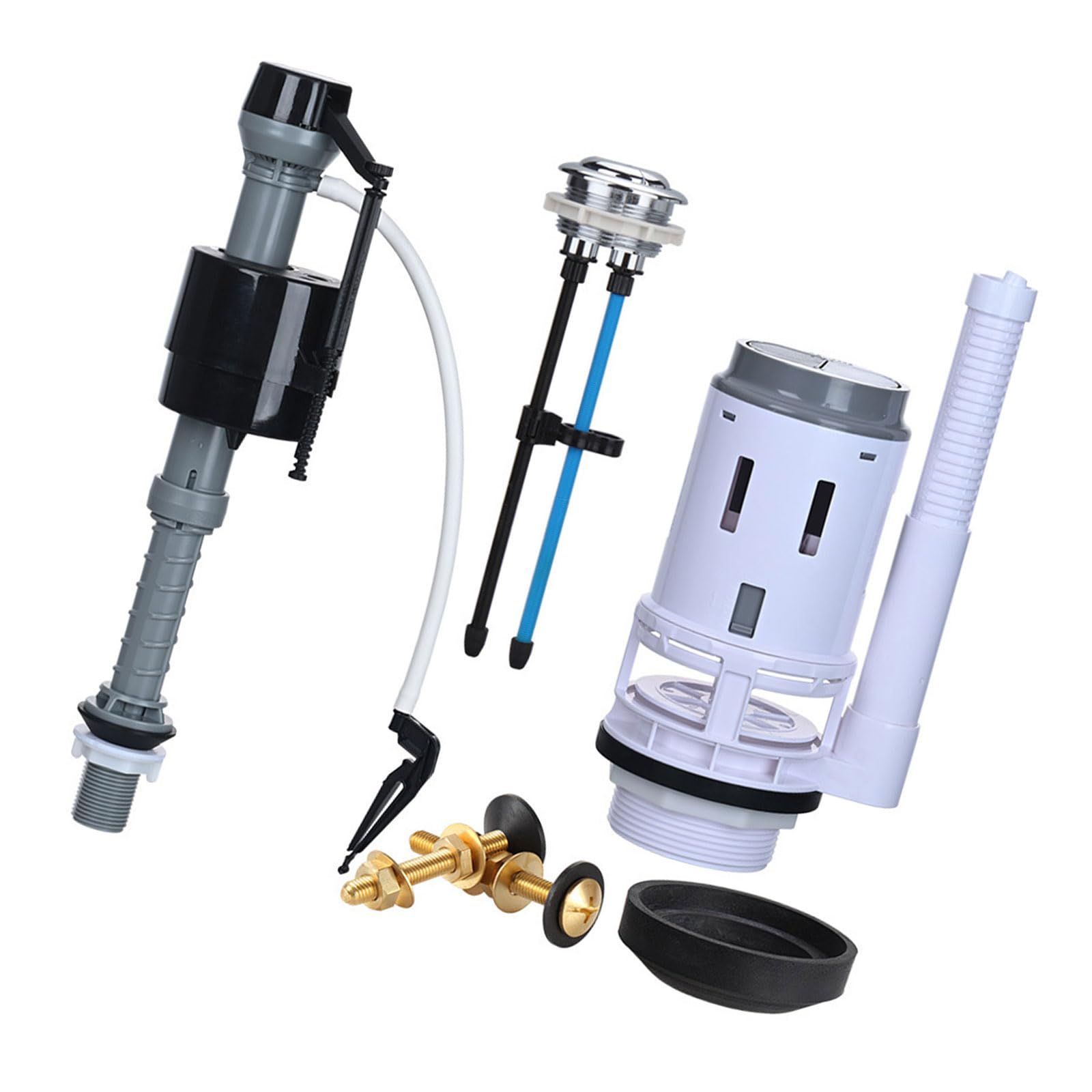 Alloneslife Multicolor Complete Toilet Cistern Replacement Set With Drain Valves, Fill Valves, Double Flush Button Water Tanks Repair Fittings Complete Toilet Repair Set