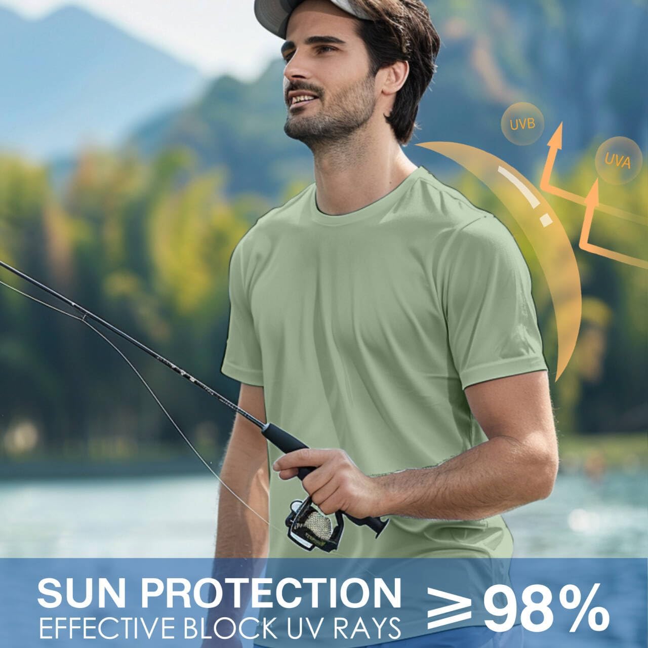Riverruns Fishing T-Shirt Men's Workout Shirts Moisture-Wicking UPF 50+ Sun Protection Shirt for Fishing Swim #1021 - Image 3