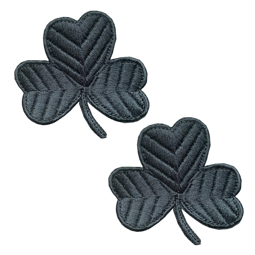 2 Pieces Irish Clover Black Lucky Leaf Embroidered Emblem Ireland Lucky Shamrock Iron On Sew On Patch for Skirt Jacket Jeans Clothes Hats Shoes Bags Coat Pants Retro Easter Decor
