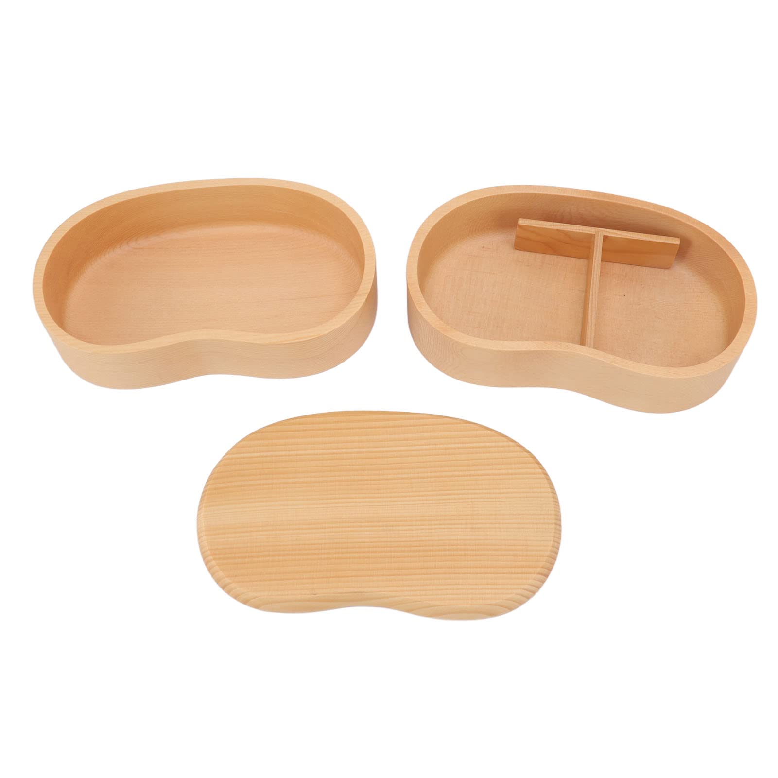 Boîte à, boîte à déjeuner japonaise en bois à double étage, récipient alimentaire avec cloison amovible pour l'école et le bureau