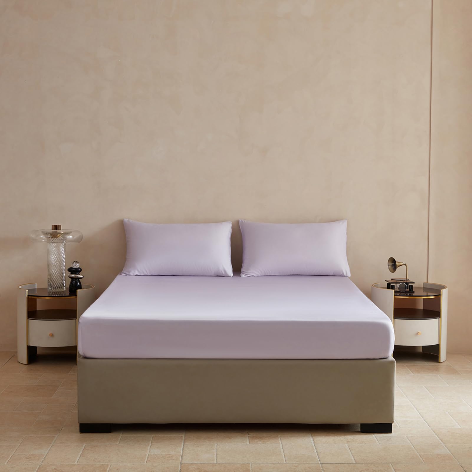 Protector de Colchón Bambú, Funda de Colchón, Funda Colchón Confortable y Antiácaros, Suave y Delicado, Transpirable, Antibacteriano, Hipoalergénico (Viola Chiaro,100 × 200 cm)