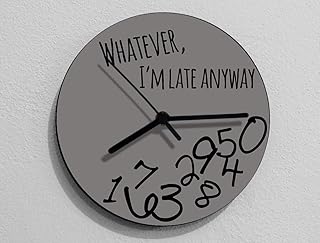 Whatever I'm Late Anyway/Round Grey - Wall Clock- Optional RGB LED 5V Backlit