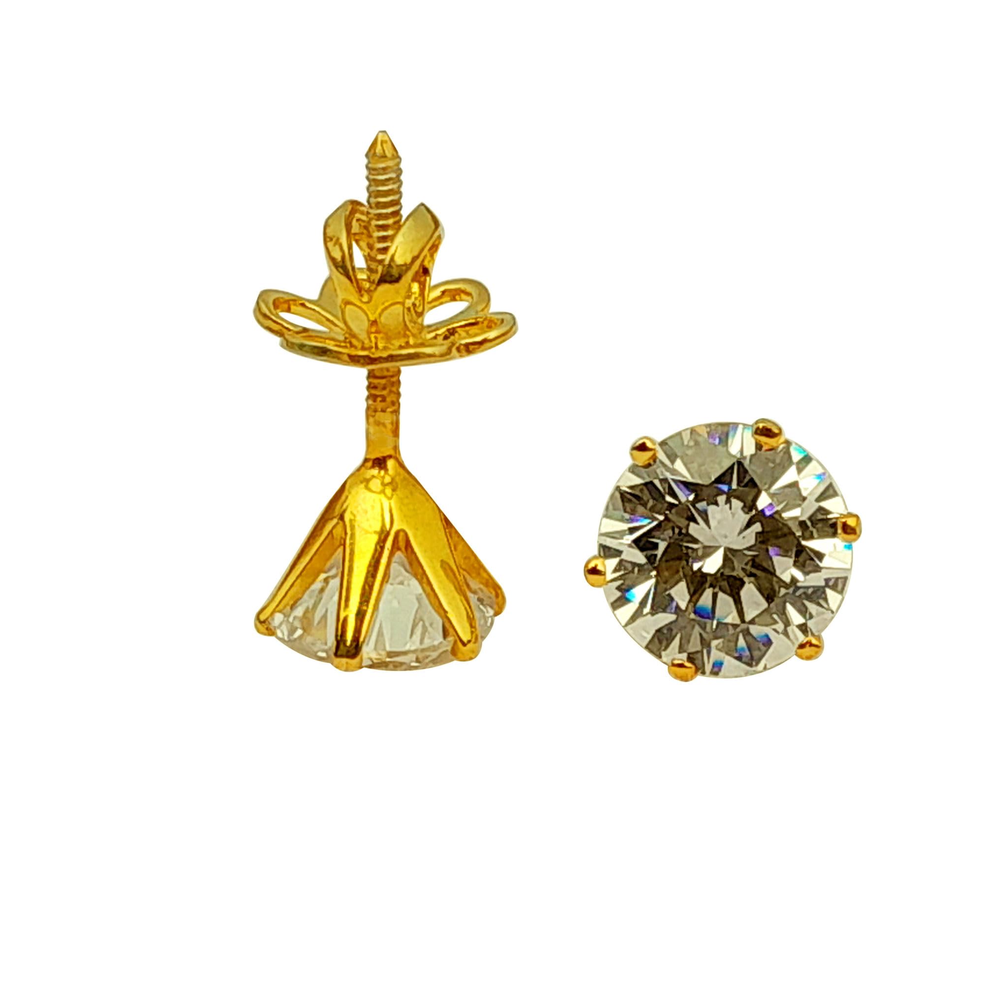 Aindri Pure 925 Sterling Silver Solitaire Stud Earrings for Women & Girls | AAA+ Cubic Zirconium | Gold & Rhodium Plating | Brand Authentication Certificate and 925 Stamp (Gold Plating, 1 Carat) (B0D4TJ2J3J) Amazon Price History, Amazon Price Tracker