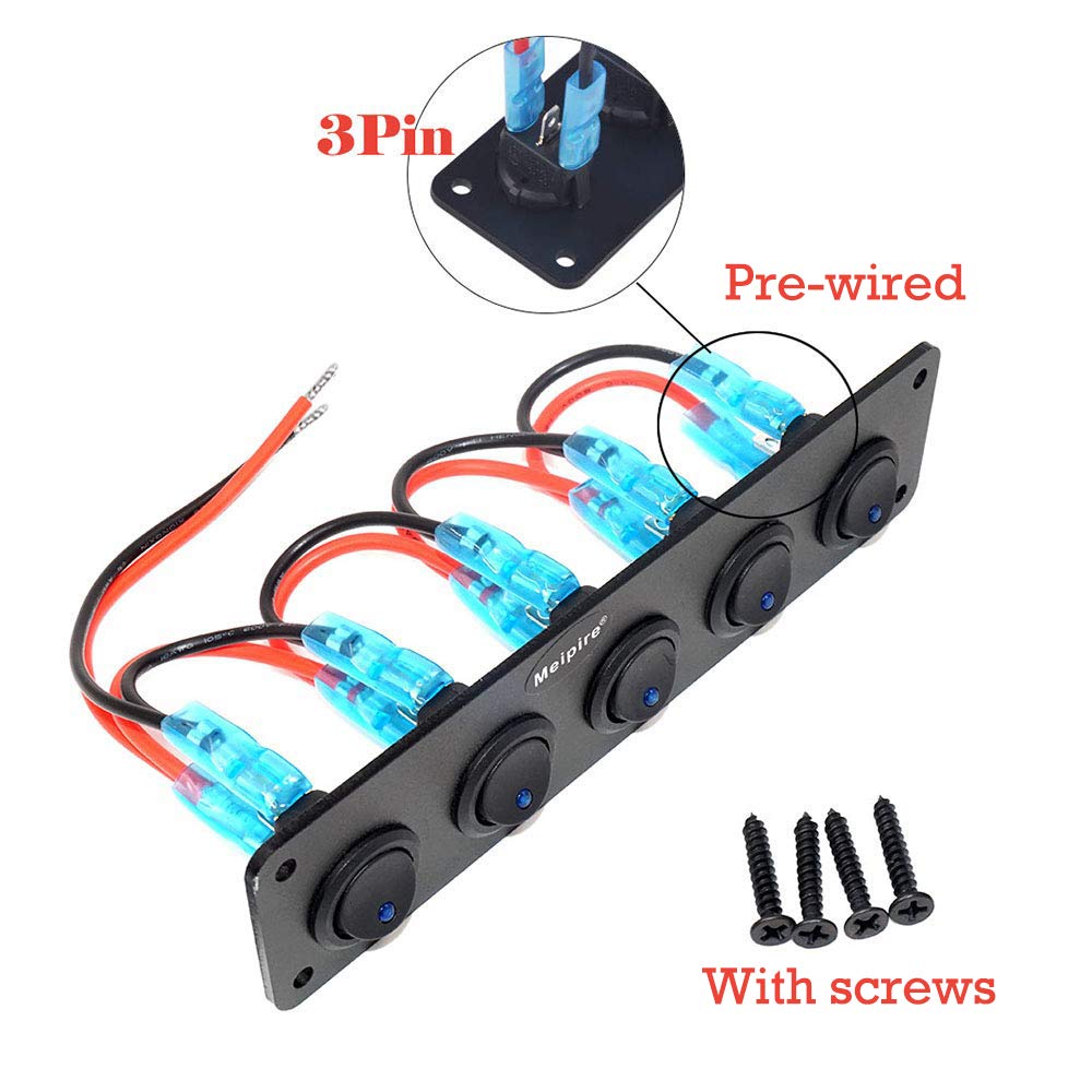 Snapklik.com : Meipire 5 Gang Rocker Switch Panel ON-Off Switch Panel ...