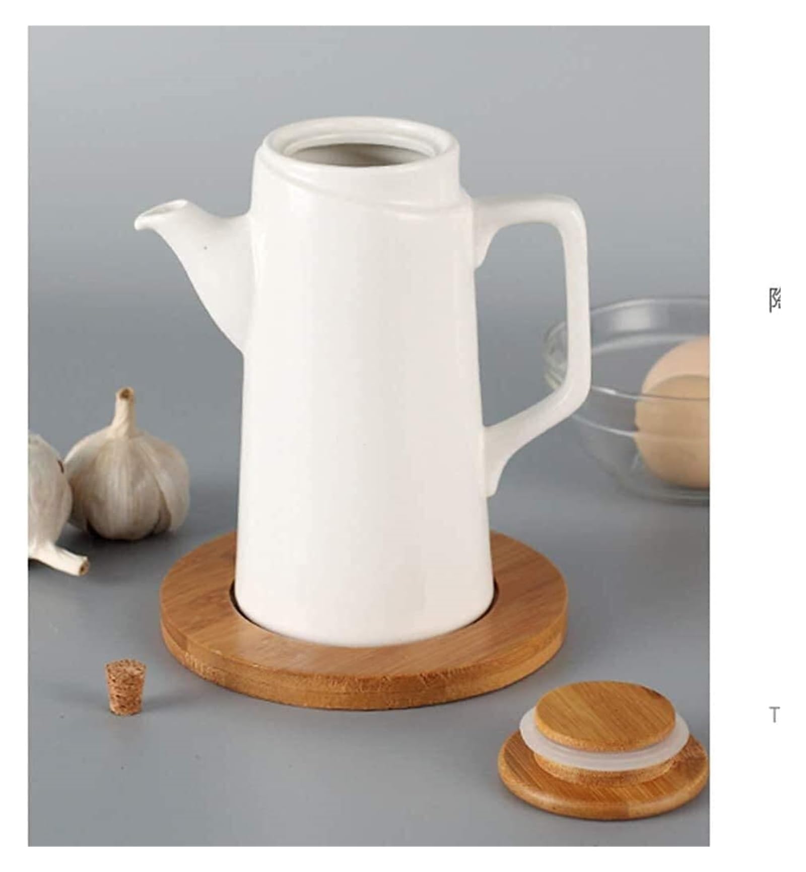 Set Olio e aceto Dispenser for Olio e aceto, Bottiglia di aceto da 500 ml Olio in Ceramica Salsa di soia Bottiglia Pentola da Cucina Bottiglie con Coperchio in Legno a Prova di Polvere Oliera